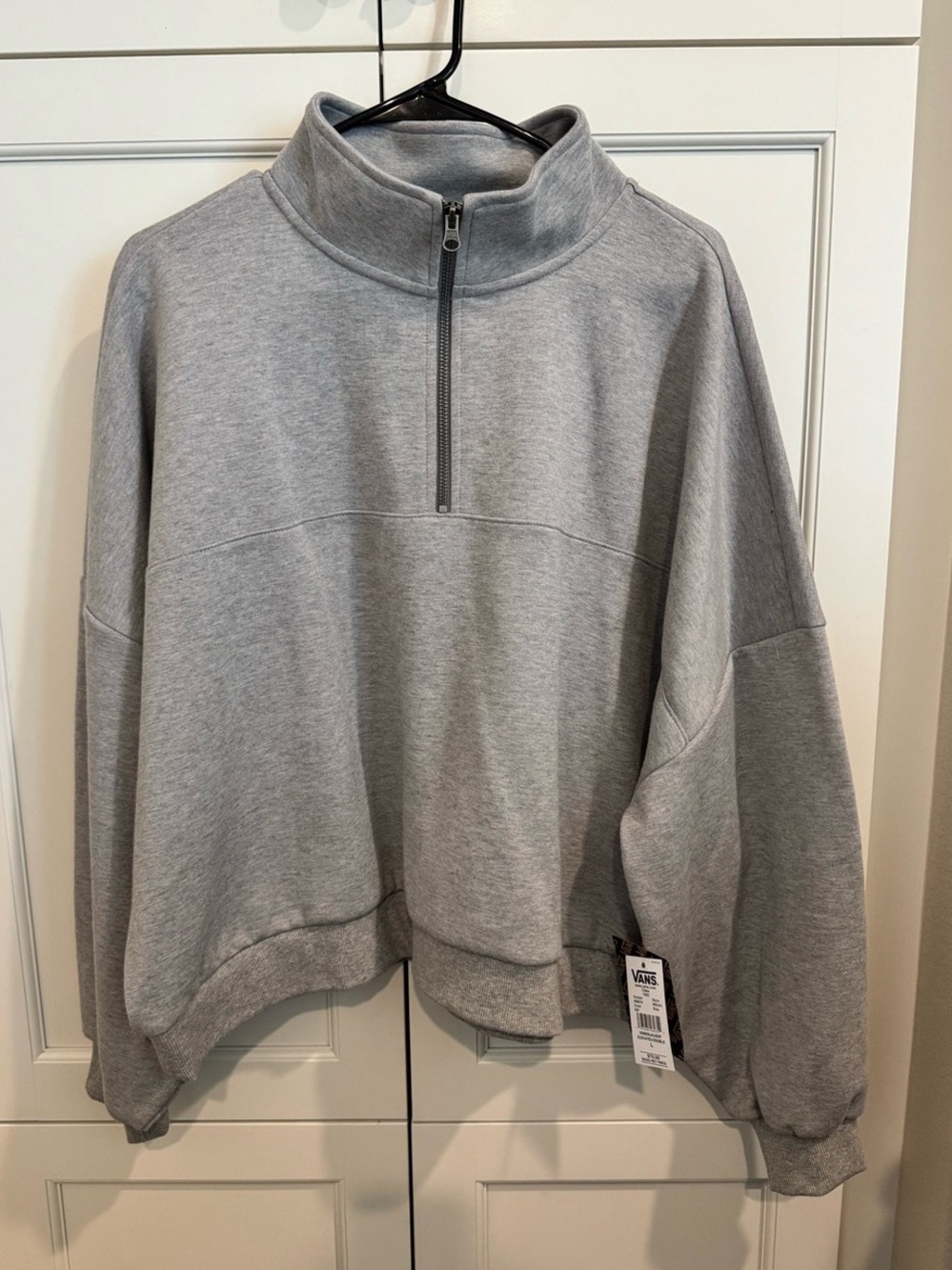 Vans Elevated Double Quarter Zip Gray Large NWT